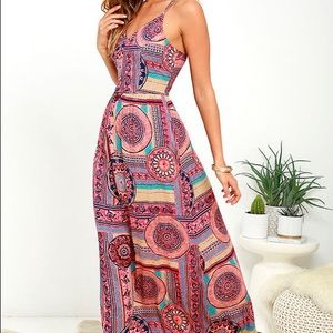 Lulu’s Sunrise to Sunset Coral Maxi Dress